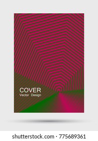 Vintage party flyer design, magenta green hipster digital backdrop. Minimalist annual report cover trendy background. Halftone texture lines gradient cover. Corporate report or party poster template