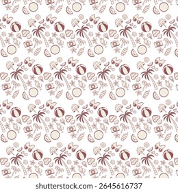 Vintage Pastel Beach Doodle Stickers Summer Vibes Only Pattern Design.