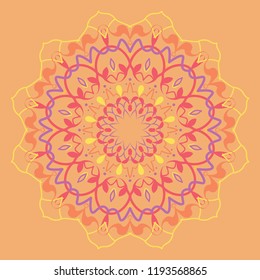 Vintage pastel color circular pattern. Art symbol.