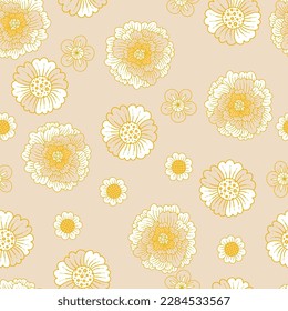 Vintage Pastel Flowers Vector Seamless Pattern