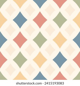 Vintage Pastel Geometric Pattern with Retro Diamond Shapes