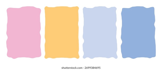Vintage pastellfarben squiggle stempel rahmen doodle retro rand satz wellige linie kanten massiv hintergrund vorlage design für einladung karte poster banner social media dekoration küste abstrakte layout