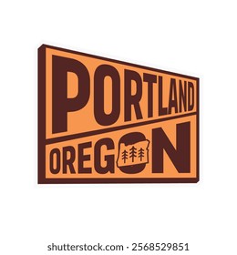 Vintage Patch Portland Oregon Sign state Retro Logo design, vector illustration