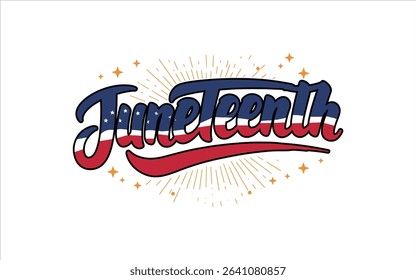Vintage Patriotic Juneteenth – Starburst Script