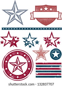 Vintage Patriotic Stars And Stripes Design Elements