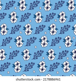 abstracto de patrón vintage. flores blancas en un fondo azul claro. textura vectorial. impresión de tendencia para textiles, papel pintado y embalaje.