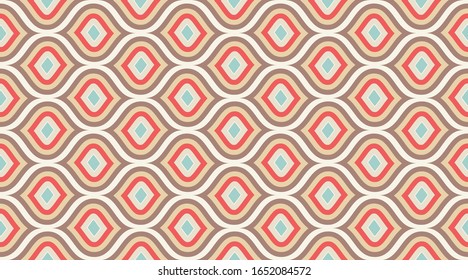 Fondo de patrón de vintage.  Textura clásica de rayas de moda retro.  Fondo de formas de mosaico de color. Patrón vectorial sin problemas. 