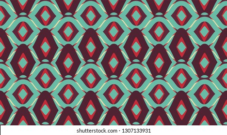 Vintage pattern background.  Delicate beautiful ornament.  Color mosaic shapes background.  Seamless vector pattern. 