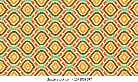 Vintage pattern background.  Delicate beautiful ornament.  Color mosaic shapes background.  Seamless vector pattern. 