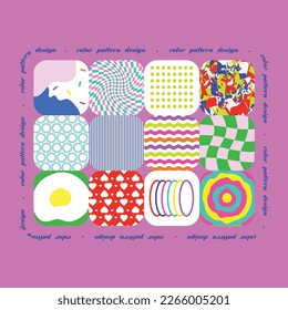 vintage pattern background design , colorful frame pattern , cute element background ,
geometric shape design , abstact warp pattern design 
