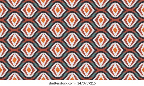 Vintage pattern background.  Retro fabric texture wallpaper.  Color mosaic shapes background.  Seamless vector pattern. 