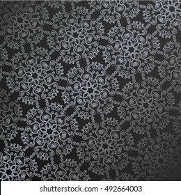 Vintage pattern background.Vector Royal flourishes ornament.Holiday decor,wedding swirling backdrop.Black and silver.Oriental,eastern,arabic decoration.Wallpaper Illustration