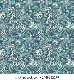 vintage pattern in batik style. floral vector background