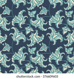 Vintage pattern with beautiful flowers. Vector floral background
