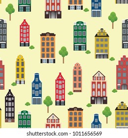 vintage pattern with beautiful houses 