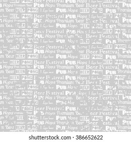 Vintage pattern: beer, hops, pub, i love beer, premium beer, beer festival. Vector illustration