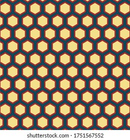 Patrón de cosecha azul crema naranja hexagonal, perfecto para tapiz, mosaico, tarjeta y fondo