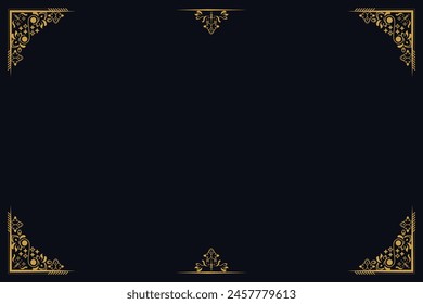 Vintage pattern border on gold color design illustration