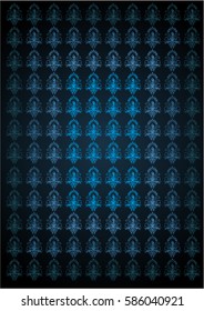 Vintage pattern card with damask background texture. luxury blue vintage pattern. classic blue 
