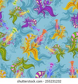 Vintage pattern of colored  spring flowers. Vector illustration eps 10.