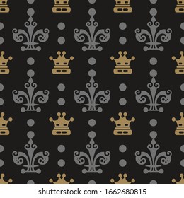 Vintage Pattern With Crowns, seamless pattern, background, texture