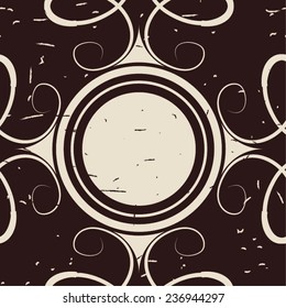 Vintage pattern with curly and circular Elements, seamless background, vector.