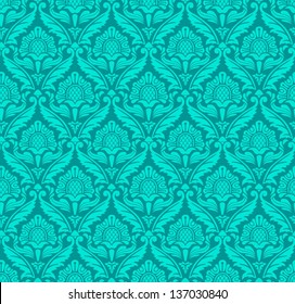 vintage, pattern, decorative, emerald, seamless
