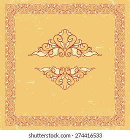 Vintage pattern with decorative floral elements in soft retro colors.