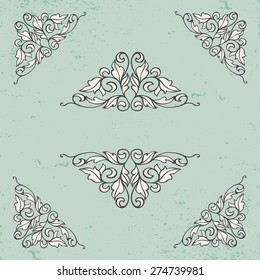 Vintage pattern with decorative floral elements in soft retro colors.