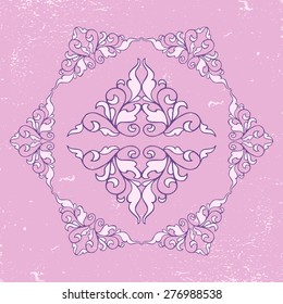 Vintage pattern with decorative floral elements in soft retro colors