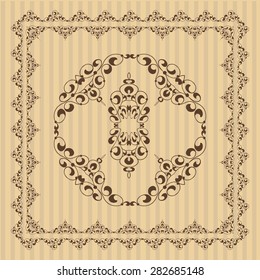 Vintage pattern with decorative floral elements in soft retro colors.