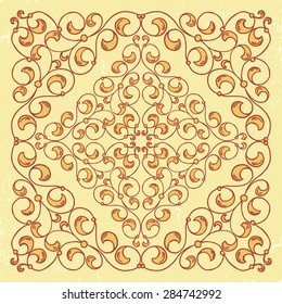 Vintage pattern with decorative floral elements in soft retro colors.