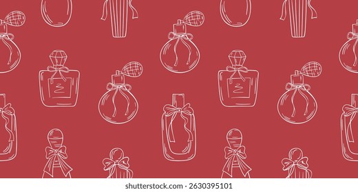 Vintage pattern with elegant perfume bottles