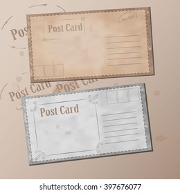 vintage pattern envelopes and stamps, vector background.