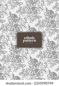 Vintage pattern with flowers in javanese batik style