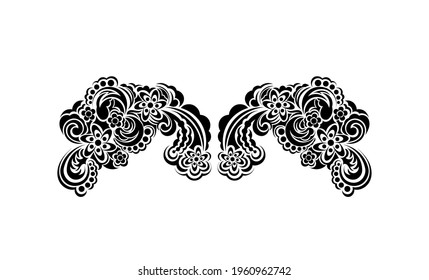 Vintage pattern with flowers in retro style. Isolated. Vector 
