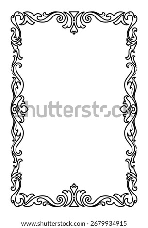 Vintage pattern frame, black lines decorated with scroll wood for business cards, certificates