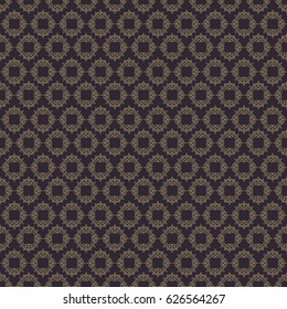 Vintage pattern gold color line style on dark background for use wedding invitation, spa service, greeting card, banner of hotel, business offer etc. Decoration element. Vector Illustration