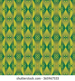 Vintage pattern with green and golden diamonds silk effect
