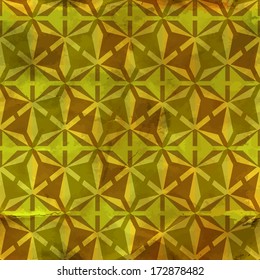Vintage pattern with grunge effect. Seamless pattern can be used for wallpaper, surface textures, web design. Endless retro geometric backdrop. Old style tiles seamless background. Vector illustration