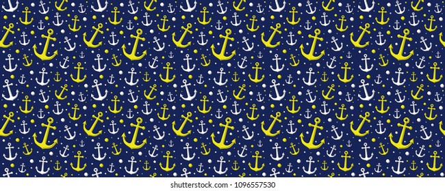 Vintage pattern with hand drawn anchors. Vector. 