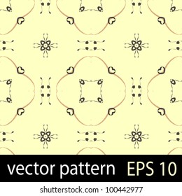 Vintage pattern with hearts flowers and ribbons. Seamless vector background