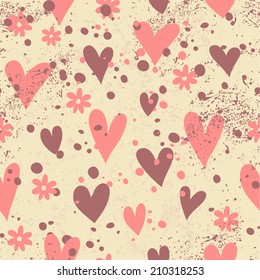 Vintage pattern with hearts. Seamless pattern can be used for wallpaper, pattern fills, web page background, surface textures. 