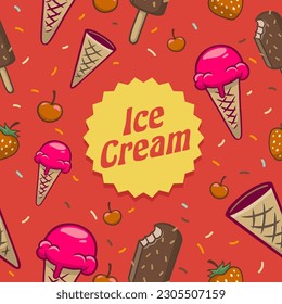 Patrón vintage del helado en estilo vintage