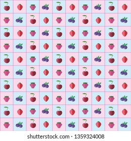 Vintage pattern with illustration flat style of berry