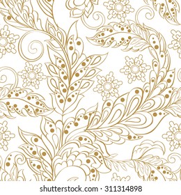 vintage pattern in indian batik style. floral vector background