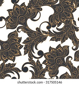 vintage pattern in indian batik style. floral vector background