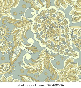 Vintage pattern in indian batik style. Seamless floral vector background
