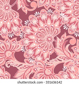 vintage pattern in indian batik style. floral vector background