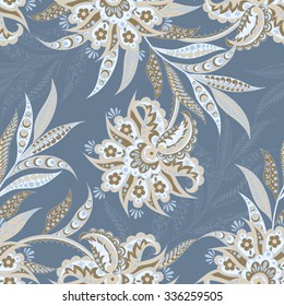 vintage pattern in indian batik style. floral vector background